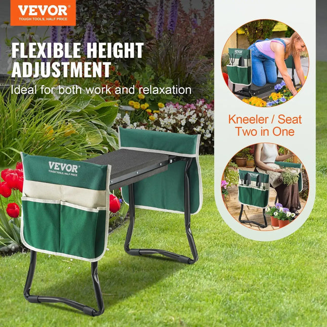 Garden Kneeler and Seat, 330 lbs Load Capacity, 8" EVA Wide Pad, Foldable Garden Stool, Kneeling Bench for Gardening