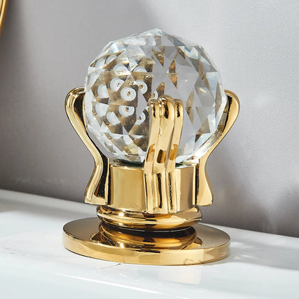 Gold Waterfall Bathroom Faucet Crane Crystal Handle Widespread Hot Cold Water Mixer Tap Torneiras For Basin Taps