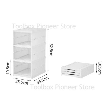 Foldable Shoes Box Thickened Plastic Sneaker 3/6 Layers Shoe Storage Box Dustproof Stackable Cabinet Shoe Organizers Rack Shelf