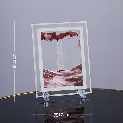 3D Glass Sandscape Hourglass, Moving Sand Art Picture, Rectangle Glass , Desktop Decoration, Quicksand Painting, Home Decor