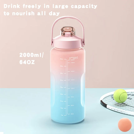 Water Bottle 2L 64oz with Handle Large Capacity Sports Water Cup with Straw Outdoor Home Fashion