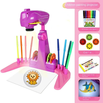Adjustable Kids Projection Drawing Toy Erasable with 32 Cartoon Patters Smart Art Sketcher Projector Drawing Projector
