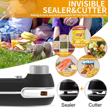 Mini Bag Sealer Rechargeable Handheld Heat Vacuum 2 in 1 Heat Sealer for Chips Plastic Bags Food Storage Snacks Storage Outdoor