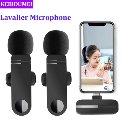 Wireless Lavalier Microphone Dynamic Microphone Audio Video Recording Mini Mic for iOS Android Live Broadcast Gaming Phone Mic