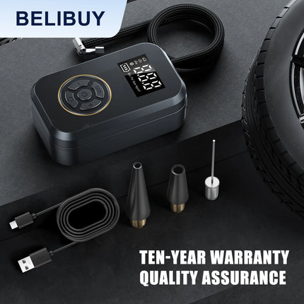 BELIBUY Portable Tire Inflator Rechargeable Electric Inflator For Car Bicycle Digital Air Compressor Football Ball Inflator Pump