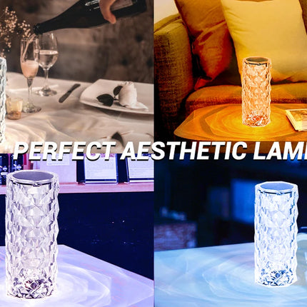 Crystal Lamp Touch Control Table Rose Light with 16 Colors RGB Night Light LED Rose Diamond Touch Lamp for Bedroom Birthday Gift