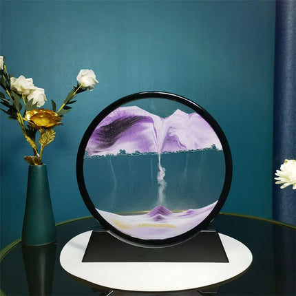 3D Moving Sand Art Picture Round Glass Deep Sea Sandscape Hourglass Quicksand Craft Flowing Sand Painting Office Home Decor Gift