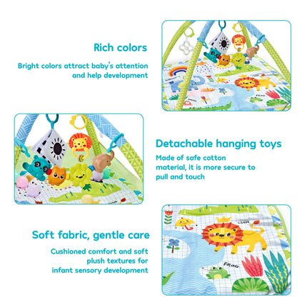 Educational Baby Play Gym Play Mat 0-12 Months Tummy Time Round Play Crawling Mat Kids Activity Gym Mat Kids Sensory Toys Gifts