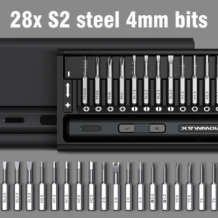 ARROWMAX Mini Electric Screwdriver Set 28 in 1 Magnetic Precision Bits (SES Mini Black)  Rechargeable Cordless Screwdriver Kit