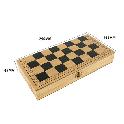 Wooden Chess Set 29x14.5cm Folding Game Board Backgammon Checkers Travel Games for Adult Kids Gift Family Game Chess Board