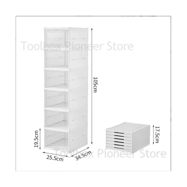 Foldable Shoes Box Thickened Plastic Sneaker 3/6 Layers Shoe Storage Box Dustproof Stackable Cabinet Shoe Organizers Rack Shelf