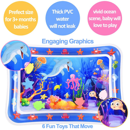 Inflatable Tummy Time Mat Premium Baby Water Play Mat for Infants and Safe skin friendly Toddlers Baby Toys for 3 to 24 Months