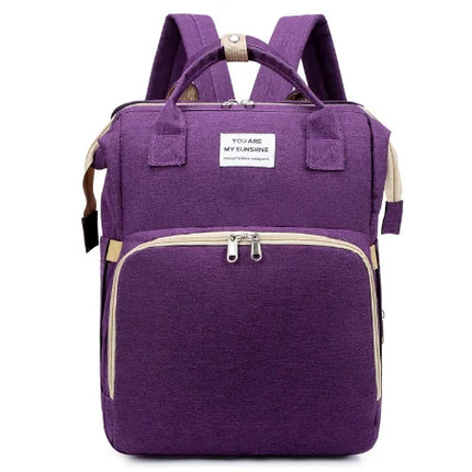 Fashionable Mommy Bag Folding Baby Bed Mother Large Capacity Portable Milk Bottle Diaper Double Shoulder Mom's Bag