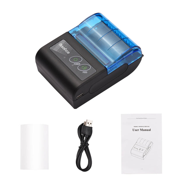Bisofice Portable Mini Thermal Printer 2 inch Wireless USB Receipt Bill Ticket Printer with 58mm Print Paper for Restaurant