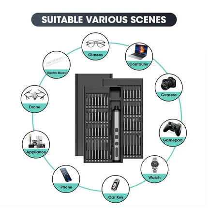 XMSJ 68 in 1 Cordless Electric Screwdriver Set Precision Magnetic Screw Driver Bits with LED Home Repair Tools